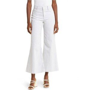 FRAME Le Palazzo Crop High-Rise Striped Wide-Leg  Womens Jeans 26 Blue White Raw